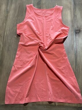 Title Nine Coral Sleeveless Midi Dress with Eyelet Trim